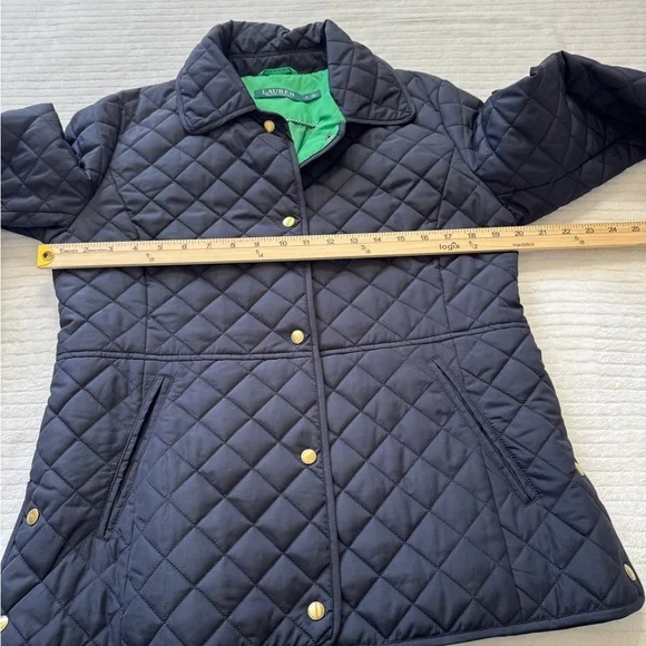 Ralph Lauren Quilted Navy Blazer Jacket with Green Lining - Picture 2 of 14